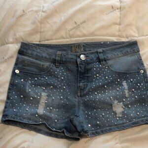 Justice jean shorts distressed and bedazzled size 14plus